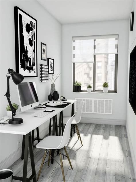 black and white home office